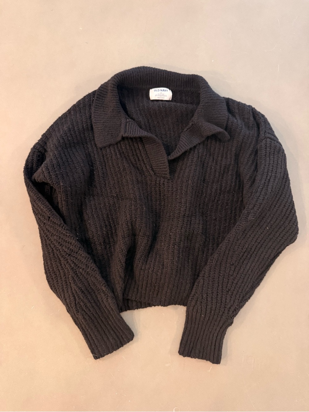 Old Navy Black Ribbed Collared Pullover Sweater